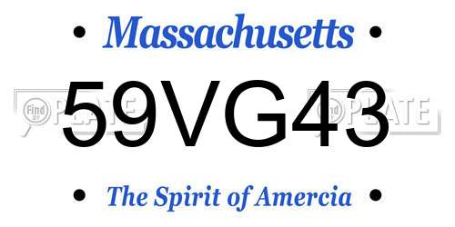 59VG43 Massachusetts License Plate