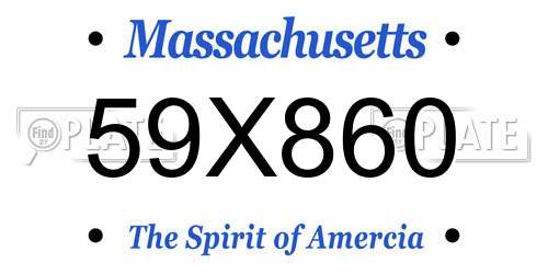 59X860 Massachusetts License Plate