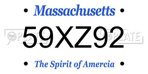 59XZ92 Massachusetts License Plate