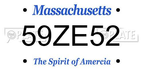 59ZE52 Massachusetts License Plate