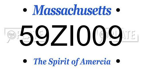 59ZI009 Massachusetts License Plate