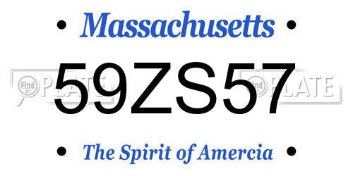 59ZS57 Massachusetts License Plate
