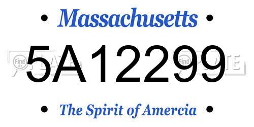 5A12299 Massachusetts License Plate