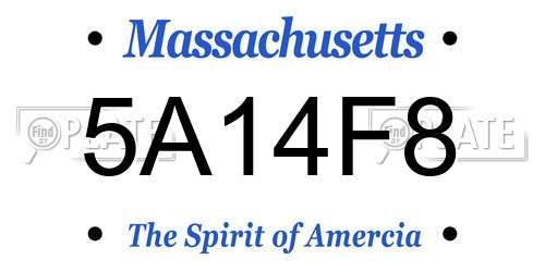 5A14F8 Massachusetts License Plate
