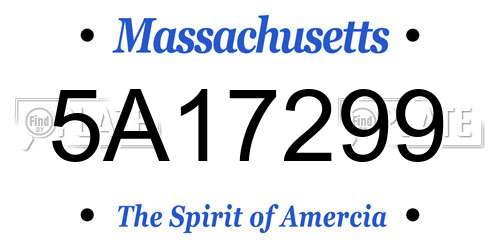 5A17299 Massachusetts License Plate