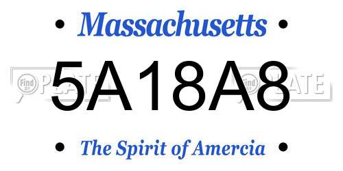 5A18A8 Massachusetts License Plate