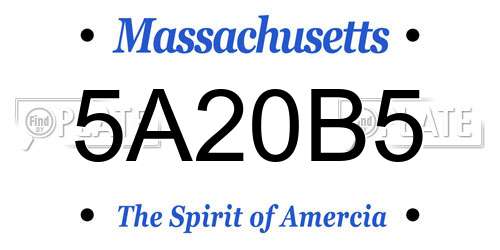 5A20B5 Massachusetts License Plate