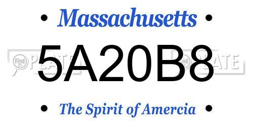5A20B8 Massachusetts License Plate
