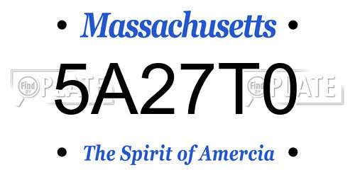 5A27T0 Massachusetts License Plate