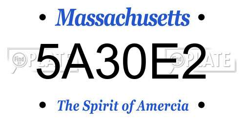 5A30E2 Massachusetts License Plate
