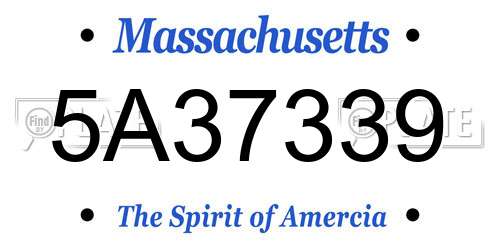5A37339 Massachusetts License Plate