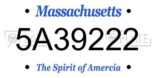 5A39222 Massachusetts License Plate