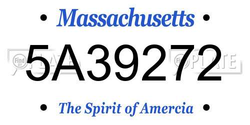 5A39272 Massachusetts License Plate