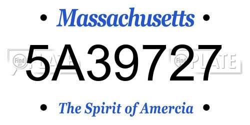 5A39727 Massachusetts License Plate