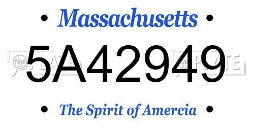 5A42949 Massachusetts License Plate