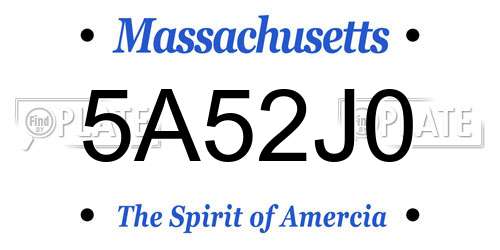 5A52J0 Massachusetts License Plate