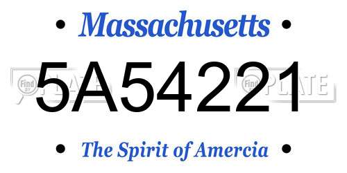 5A54221 Massachusetts License Plate