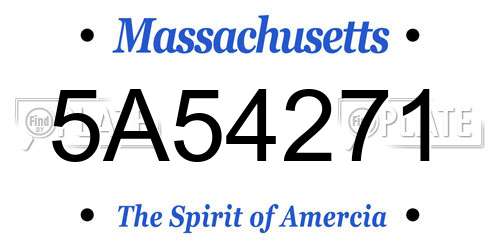 5A54271 Massachusetts License Plate