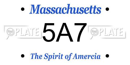 5A7 Massachusetts License Plate
