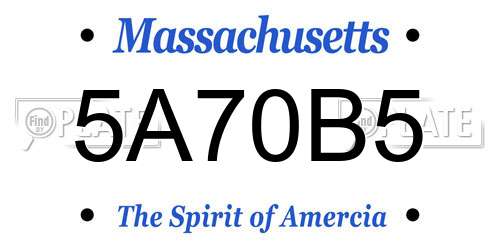 5A70B5 Massachusetts License Plate