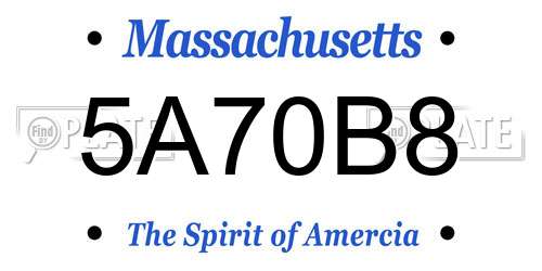 5A70B8 Massachusetts License Plate