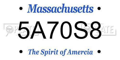 5A70S8 Massachusetts License Plate