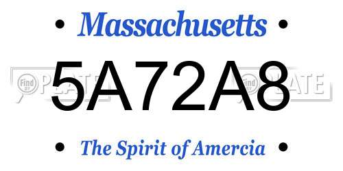 5A72A8 Massachusetts License Plate