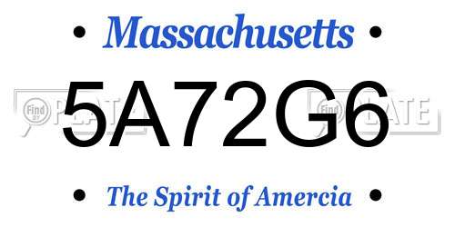 5A72G6 Massachusetts License Plate