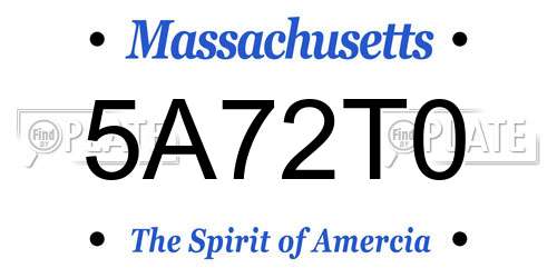 5A72T0 Massachusetts License Plate