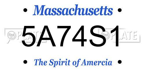 5A74S1 Massachusetts License Plate