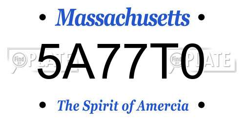 5A77T0 Massachusetts License Plate
