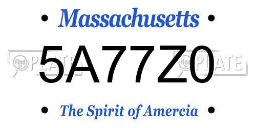 5A77Z0 Massachusetts License Plate