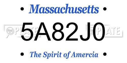 5A82J0 Massachusetts License Plate