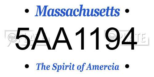 5AA1194 Massachusetts License Plate