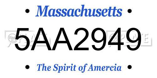 5AA2949 Massachusetts License Plate