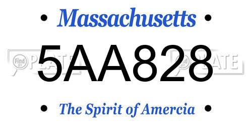 5AA828 Massachusetts License Plate