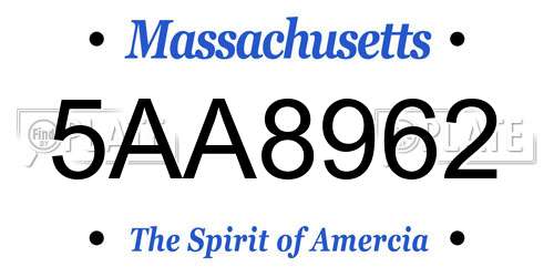 5AA8962 Massachusetts License Plate