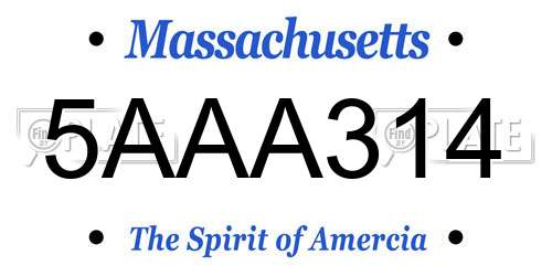 5AAA314 Massachusetts License Plate