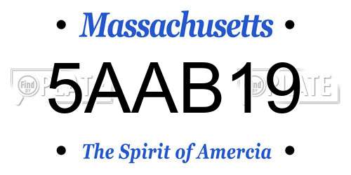 5AAB19 Massachusetts License Plate