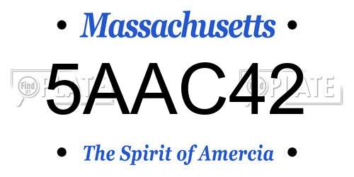 5AAC42 Massachusetts License Plate