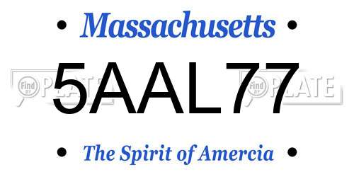 5AAL77 Massachusetts License Plate