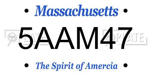 5AAM47 Massachusetts License Plate