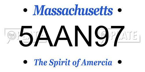 5AAN97 Massachusetts License Plate