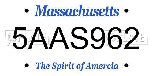 5AAS962 Massachusetts License Plate