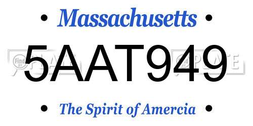 5AAT949 Massachusetts License Plate