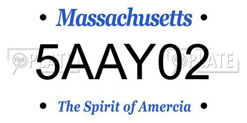 5AAY02 Massachusetts License Plate