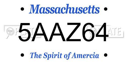 5AAZ64 Massachusetts License Plate