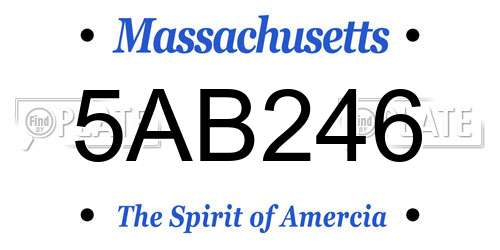 5AB246 Massachusetts License Plate