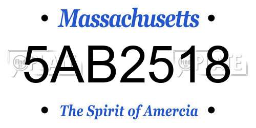 5AB2518 Massachusetts License Plate