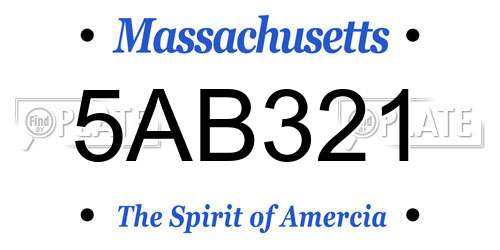 5AB321 Massachusetts License Plate